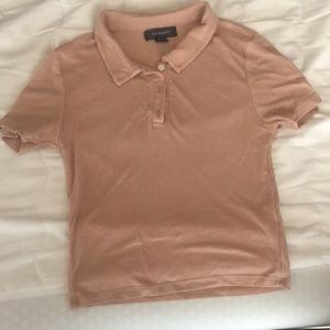 Pink collared crop top